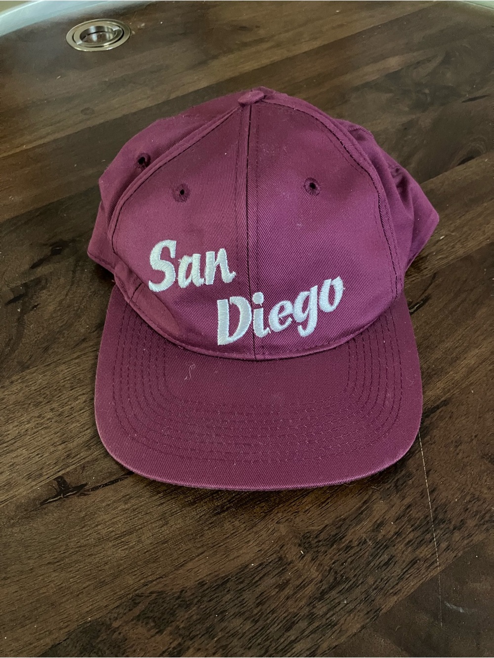 Vintage 80s San Diego SnapBack Hat Cap Maroon Embroidered